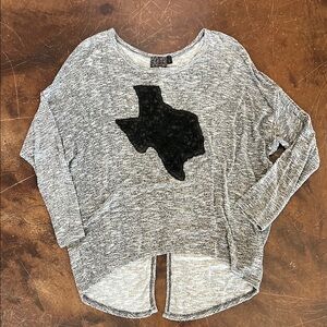 Women’s boutique gray long sleeve lace Texas shirt Western flare size Large